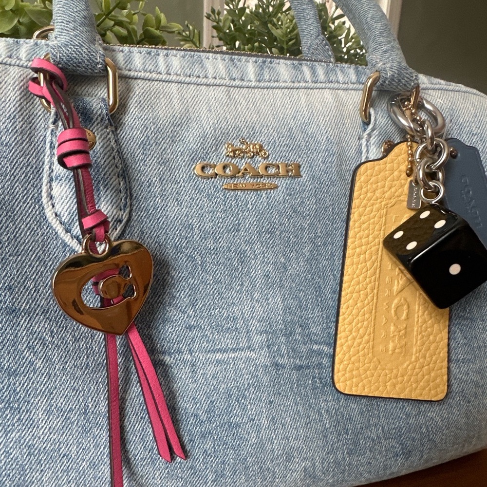 Coach Rowan Satchel Bag In Loved Denim With Charms - Picture 3 of 5